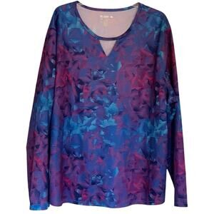 Reel Legend Freeline Performance Top Fishing Shirt Blue Purple Stripe Plus 3X